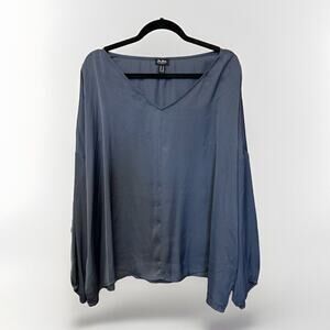 DE JOUR Charcoal Gray Relaxed Fit Blouse w/ Dolman Sleeves 1X NWOT